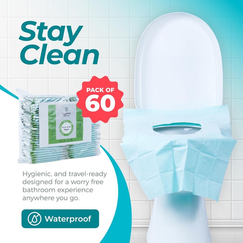 Hygeline Pack 60 X-Large Disposable Toilet Seat Covers PE Material | Travel Toilet Seat Covers for Adults and Potty Training, Premium Toilet Seat Liners for Public Restrooms - Image 2